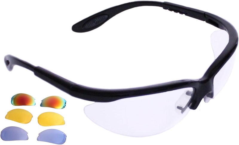 Python Racquetball Python RG Multi Lense Racquetball (Squash) Eye Protection w/Free case (Eyewear, Goggle, Eyeguard) - Black or White - Image 1